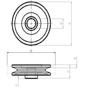 Remskiva enkel ID:15.00mm UD:73.80mm - 2