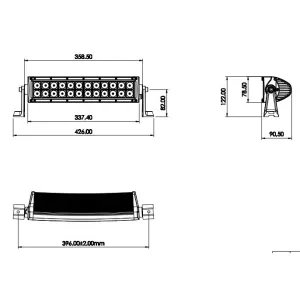 LED Lightbar Curved Double Row 14" 72W Combo - 2