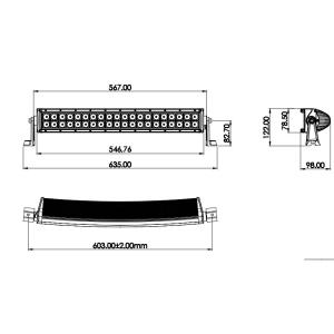 LED Lightbar Curved Double Row 22" 120W Combo - 2