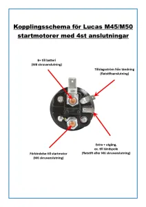 Kopplingsschema Lucas M45, M50 startmotor med 4 anslutningar - 1