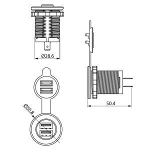 USB uttag för infälld montering - 2