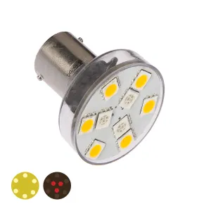 LED Ba15D dubbla färger, 0.6/1.4W, röd/varmvit, dimbar - 1