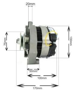 Generator 12V 60A med enkel 125mm remskiva - 3