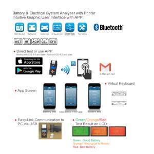 Batteritestare BT2100, 6/12V med skrivare - 3