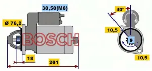 Startmotor 12V 1.1kW, (34mm drev), original Bosch - 4