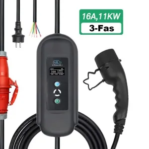 Laddkabel med laddare för elbil Typ 2, 11kW, 3-fas - 1
