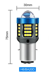 H6 LED (BA20D) 20000Lm Hel/halvljus (vitgul) - 1