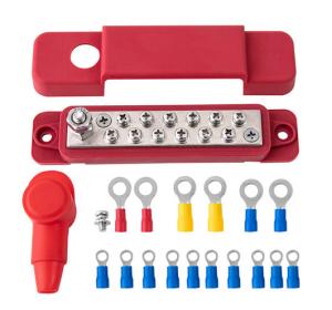 Kopplingsplint Busbar 1xM8 12xM5 (+), röd - 1