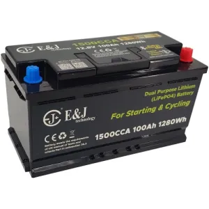 Batteri E&J 12V 100Ah litium start BT - 1