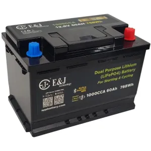 Batteri E&J 12V 60Ah litium start BT - 1