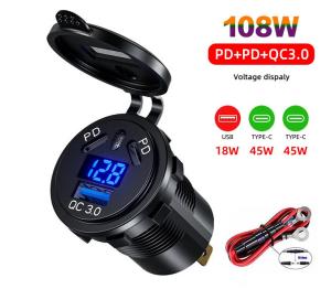 USB-uttag A+C för infälld montering 108W - 1