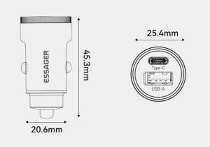 USB-uttag A+C 54W för cigguttag - 2