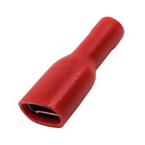 Kabelsko 6.3mm Flatstift, röd, hona (Helisolerad) - 1
