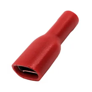 Kabelsko 6.3mm Flatstift, röd, hona (Helisolerad) - 1