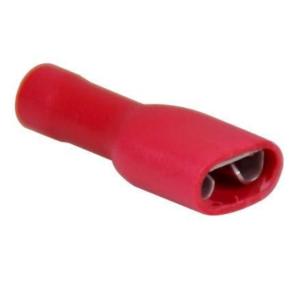 Kabelsko 6.3mm Flatstift, röd, hona (Helisolerad) - 2