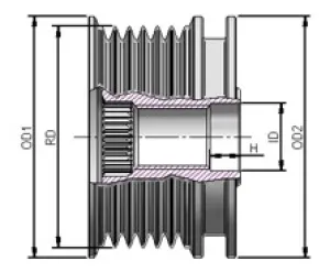 Frihjulsremskiva PVR6 61.00mm - 2