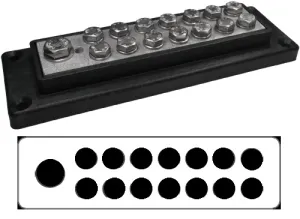 Kopplingsplint 14xM6 + 1xM8, svart - 1