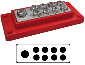 Kopplingsplint 8xM6, 1xM8, röd - 1
